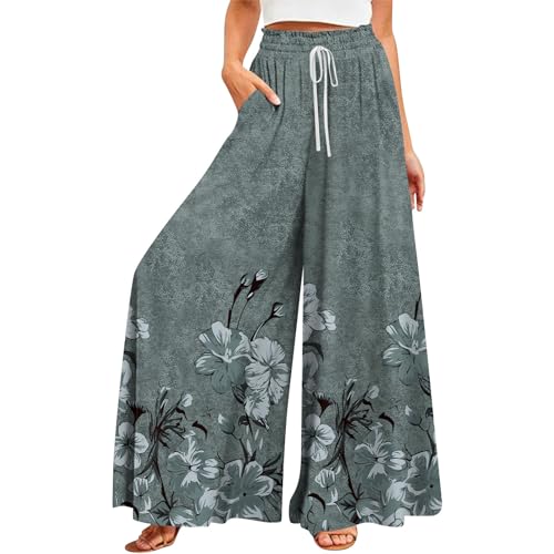 2025 Beach Vacation Gauze Boho Pants That Look Like Skirts- Drawstring Flowy Summer Pants for Women Trousers