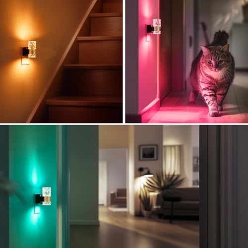 Image of L LOHAS LED Night Light,[2-PACK] Dimmable Night Lights Plug into Wall with Remote Control, RGB Color Changing, Dusk to Dawn Sensor, Acrylic Bubble Nightlight for Bathroom