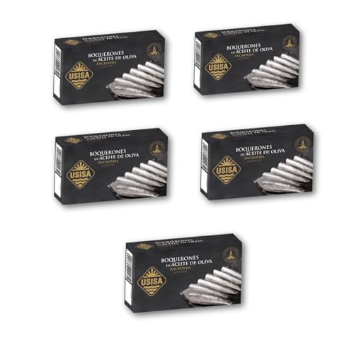 Boquerones en Aceite de Oliva - 5 Latas x 120 g - USISA - Conserva de Pescado