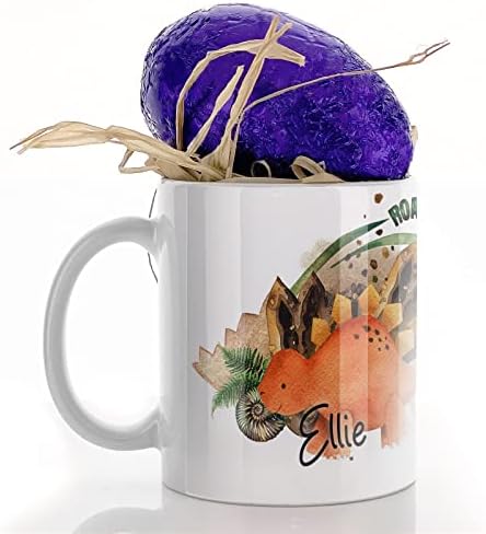 Hairyworm Personalised Mug and Milk Chocolate Easter Egg Gift Set, Customised with Name/Number/Text, (11oz) White Mug with Red Football Shirt, Football Mug
