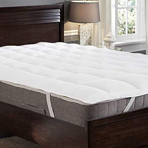 Night Comfort 1000GSM Heavyweight Mattress Topper Microfibre Cover Extra Filled Hollowfibre Down Alternative - Thick Firm Quilted Fitted Bedding Mattress Pad with Elasticated Corner, Single