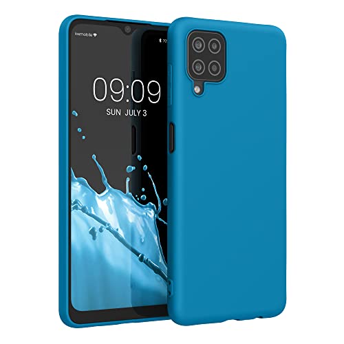 kwmobile Housse Compatible avec Samsung Galaxy A12 Coque - Housse de téléphone Protection Souple en Silicone - Bleu Vif