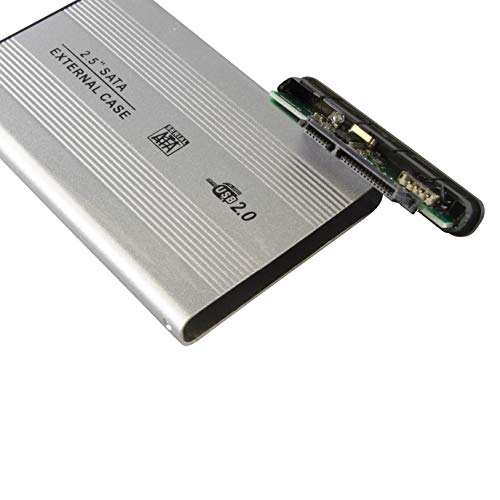 Caja externa SATA 2.5 pulgadas USB 2.0 aluminio plateada miniatura 2
