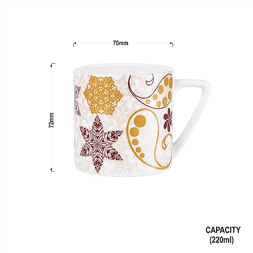 Image of Dandy Lines Puja Ajmer Coffee Mugs for Hot & Cold Coffee, Milk & Tea Cup, Ceramic, Pack of 6, Microwave & Dishwasher Safe, Great for Home Use & Gifting