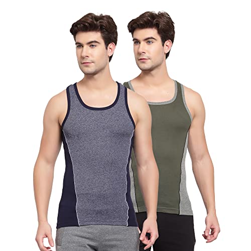 Image of sporto Men's Round Neck Solid Vest, Premium Super Soft Cotton, Ultra Light (Combo Pack)