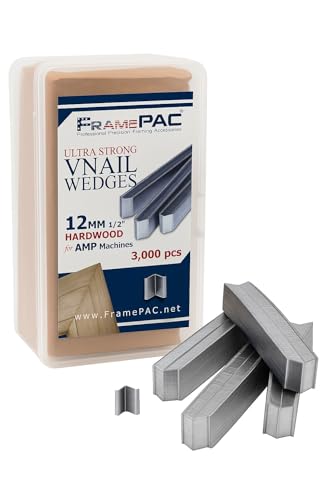 Image of V Nails for Picture Frames Hardwood (AMP) 12mm (1 /2 Inch) [3000 V-Nail Pack, Stacked] - (for use in Automatic V Nailer for Picture Framing, Automatic V Nailer for Picture Frames)
