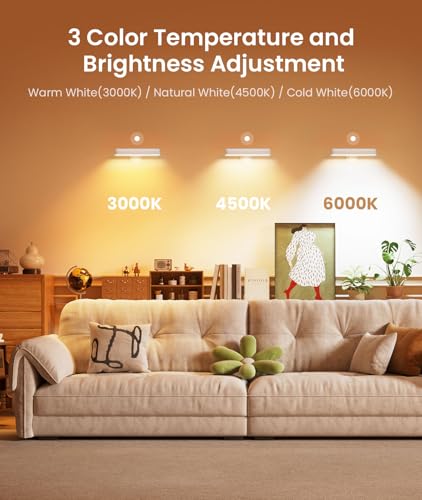 Lampada da parete a batteria da 7500 mAh, lampada da parete a LED ricaricabile, touch e telecomando, 3 colori senza fili, girevole a 360°, luminosità regolabile con 15 colori RGB - Illuminazione - Immagine 5