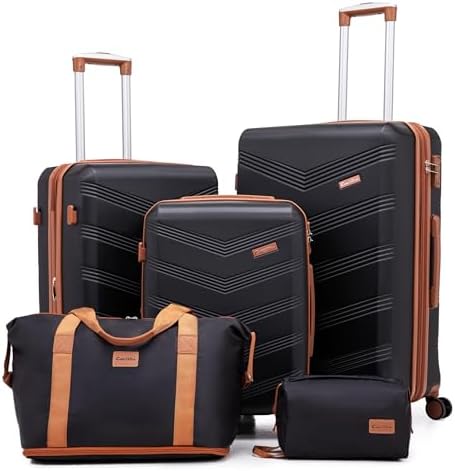 Expandable Luggage Sets 5 Piece, Hard Case Suitcase Set with Spin...