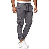 TEBAISE Cargohose Herren Chinohose Jogger Hose Jeans Hosen Stretch Freizeithose Slim Fit Sporthose Freizeithose Elastische Taille Gürtel Sommer Sweat Hosen Lange Mode Activewear Hosen mit Taschen