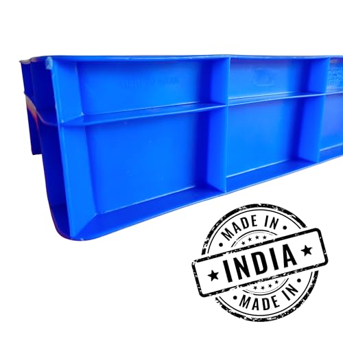 Image of SINGHAL Storage Plastic Crates 300x200x100 MM Pack of 3, Vibrant Blue