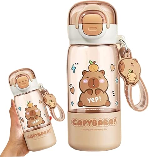 Botella de Agua de Capybara con Tapa y Llavero, de Botella de Agua Linda con Paja de...
