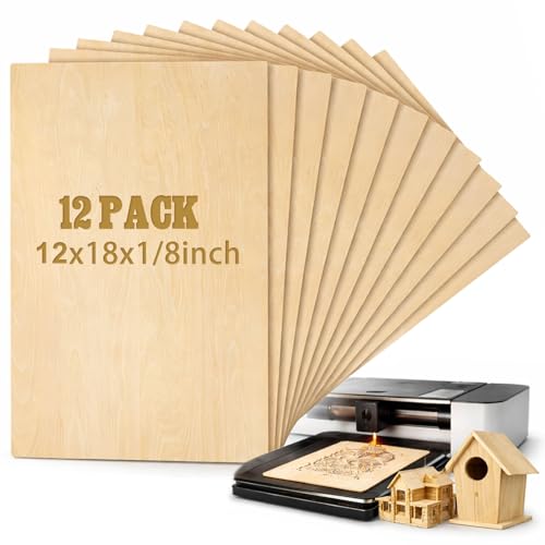 Juexica 12 Pcs 12" X 18"x 1/8" Basswood Craft Sheets 3mm Plywood Board Wood Thin Sheets for Arts Crafts Woodworking Scroll Sawing Projects Painting Drawing Laser Cutting Projects