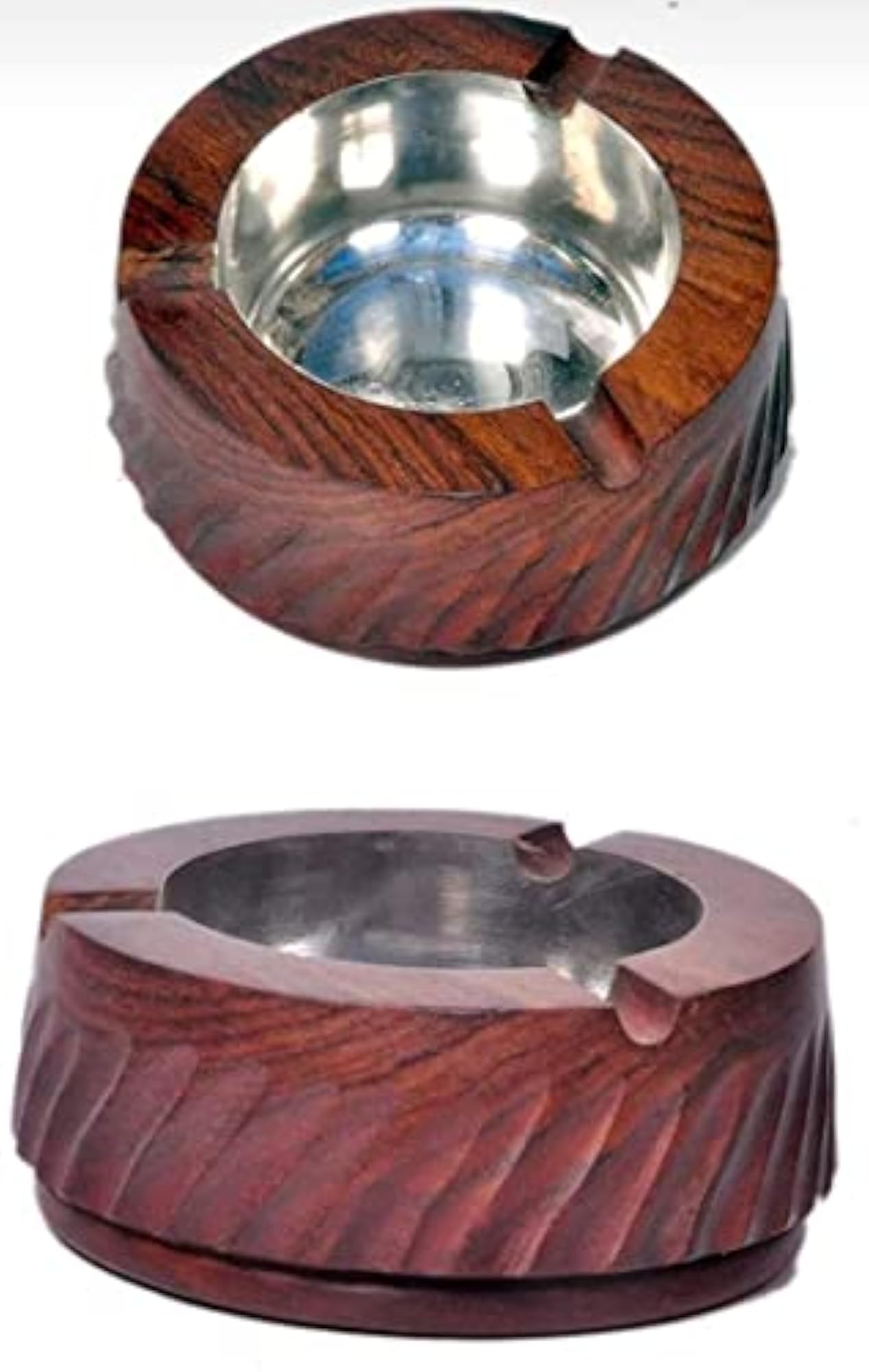 Round Wooden Cigarette Ashtray, Stylish Design