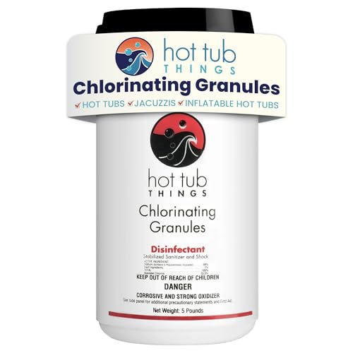Hot Tub Things Chlorine Granules for Hot Tub & Spa, Quick-Dissolving Chlorinating Concentrate Disinfectant & Oxidizer, Pool Sanitizer & Shock Treatment for Clean Water, Sodium Dichlor Powder, 5 lbs