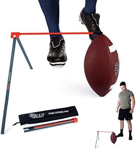 Trailblaze Football Kicking Tee True Strike Pro | Football Kicking Stand | Football Tee Holder Compatible for All Ball Sizes | Super Strong Portable Football Field Goal Stand with Improvement Tracker
