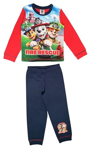 Paw Patrol Boys Pyjamas 2 Piece Set featuring Chase Marshall and Rubble Fire Rescue Red/Blue Age 4-5 Years