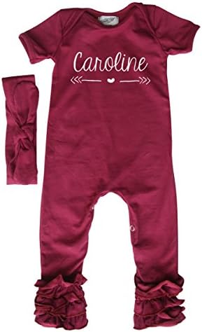 Personalized Ruffle Romper with Matching Headband