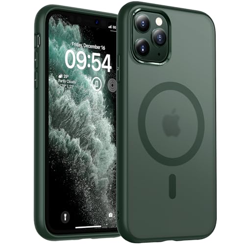TOCOL für iPhone 11 Pro Hülle für Magsafe, Stoßfest Anti-Fingerabdruck Kratzfest Transluzente Rückseite rutschfest Matt Magnetisch Handyhülle für iPhone 11 Pro Hülle, Alpengrün