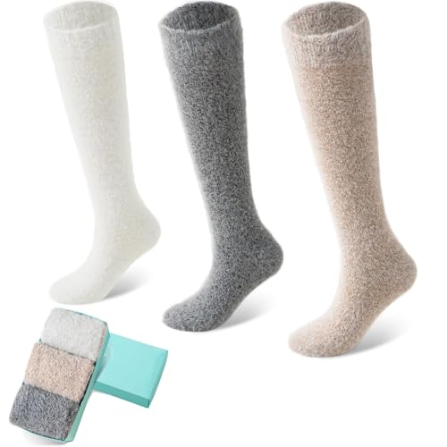 Image of SISOSOCK 5 Pairs Fuzzy Soft Cozy Comfortable Socks for Women, Casual Sleep Comfy Socks, Perfect Warm Winter Gifts for Women
