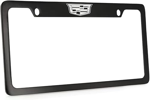 Miniatura 5 de Cadillac Crest - Soporte de metal para placa de matrícula, recubrimiento en polvo negro con cromo expuesto