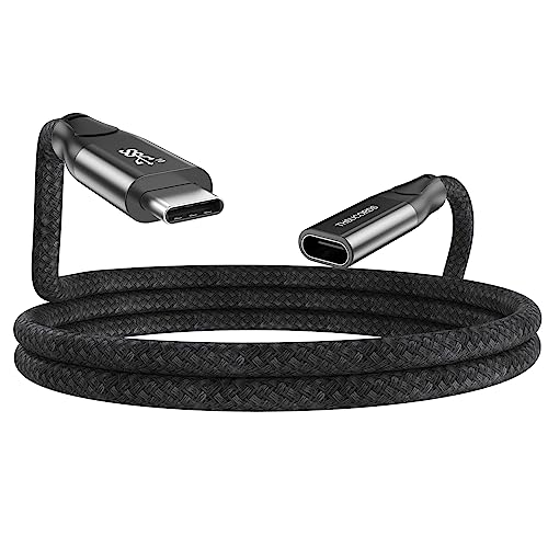 Thsucords 100W USB C Extension Cable 0.3M, 10Gbps USB C 3.2 Male to Female Cord Data Transfer 20V/5A Fast Charging Cable