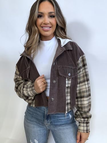 Willow Boutique Fall Leaves Plaid Cropped Shacket2