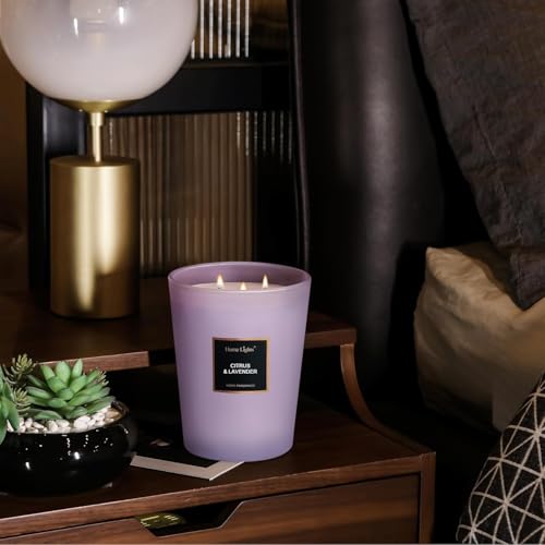 HomeLights Scented Candles, 33.3 oz Large Jar, Natural Soy Candles 3 Cotton Wicks, Smokeless Long Lasting, Aromatherapy Candle Gift for Women & Men (Citrus & Lavender) - Image 5