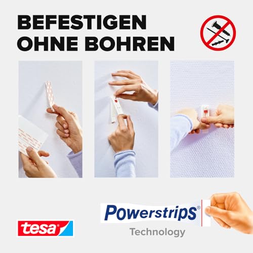 tesa Powerstrips Tapete & Putz - 1 kg - 3 x 6 doppelseitige Klebestreifen – Ansicht 4
