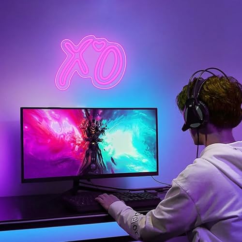 Image of ENUOLI XO Heart Neon Signs, Pink XO LED Neon Light for Wall Home Decor | Dimmable XO Neon Lights Wedding Hanging Wall Decor USB Operated for Bar Pub Cave Club Birthday Party Girls Lover Teens Gift