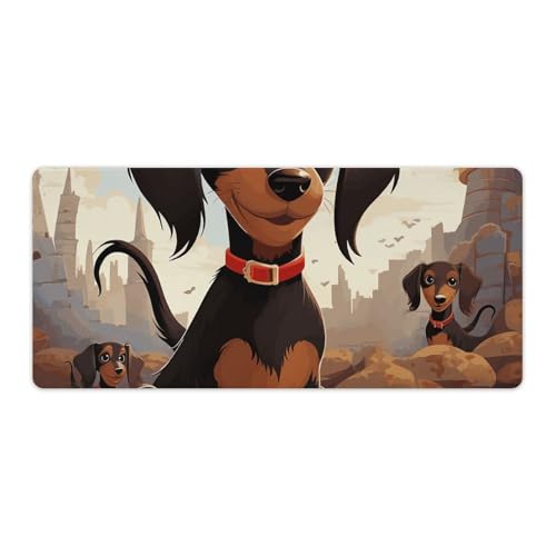 Tapis de souris de grande taille avec finitions soignées imprimé teckel