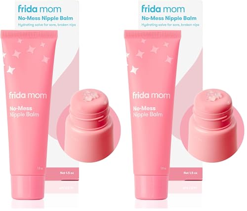 Frida Mom Nipple Cream, No-Mess Nipple Balm Moisturizer for Hydration, Gentle for Baby & Mom, 1.5fl oz (Pack of 2)