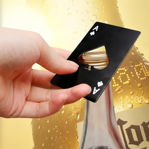 Creative Poker Shaped Bottle Can Opener Stainless Steel Credit Card Size Bar Restaurant Beer Metal Opening Tool Gift (Spades,1)