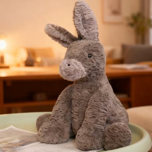 Kuscheltier Esel 23cm Esel Stofftier Plüschtier für Kinder Niedliches EselPlüschtier Kuscheltiere zum Kuscheln und Spielen Plüsch als Dekokissen und Spielzeug Geschenk für Kinder Mädchen Jungen