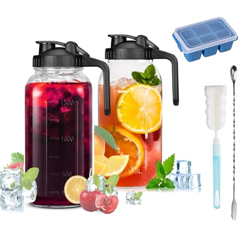 Recopilación de Jarro disponible en línea. 50 TOCOZOC 2 Piezas Jarra de Vidrio con Tapa, Jarra de Agua de Vidrio, Mason Jar Jarra de 64oz de Galón con Tapa de Filtro, Jarra de Boca Ancha a Prueba de Fugas, Jugo, Leche, Té,...
