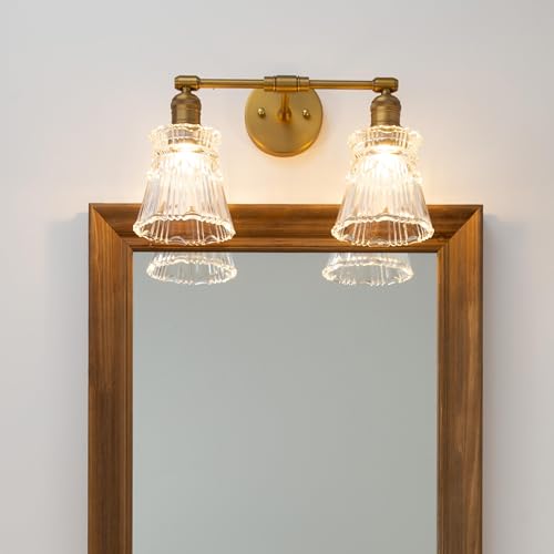 Image of Pathson 2 Lights Wall Sconce with Handmade Heavy Crafted Glass Shade, Hardwired Wall Vanity Light, Modern Wall Lamp Fixture for Living Room Bedroom