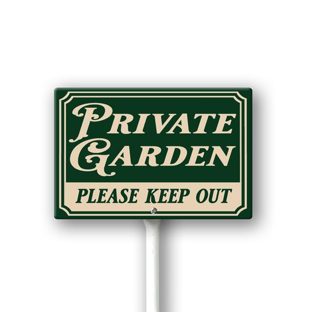 Geroclonup 12X8 Inches Private Garden Please Keep Out Yard Sign,Do Not Enter Sign for Garden Outdoor Fence Front Door Aluminum Plate,Sturdy Rust Free Aluminum Weather Easy Mounting