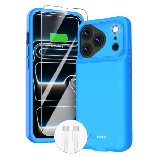 GIN FOXI Battery Case for iPhone 17 Pro Charging Case Charger 8500mAh Ultra-Slim Lightweight Powerful Battery Pack 15W Fast Rechargeable Anti-Fall TPU Juice Box for iPhone 17 Pro (6.3) Blue