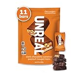 UNREAL Dark Chocolate Peanut Caramel Nougat Bars - Individually Wrapped, Low Sugar Chocolate, Snacks for Adults & Kids, Organic Ingredients, Soy Free, Non-GMO (1 bag, 209grams)