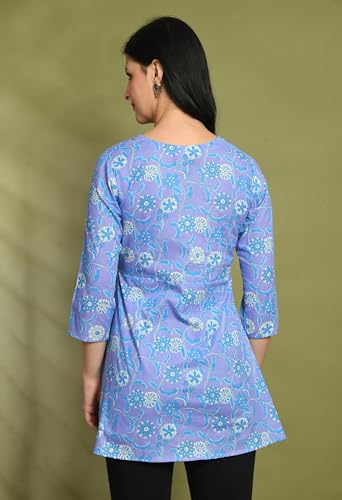 Image of feranoid Floral Print Angrakha 3 Sleeves Flared Kurti