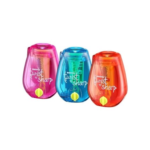 Bostitch Office Twist-N-Sharp Manual Pencil Sharpener, Single Hole, 3-Pack