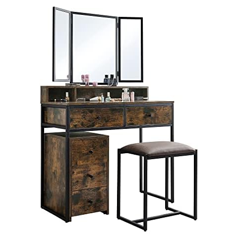 PADMA HOUSE Industrial Dressing Table with Mirrors Cover