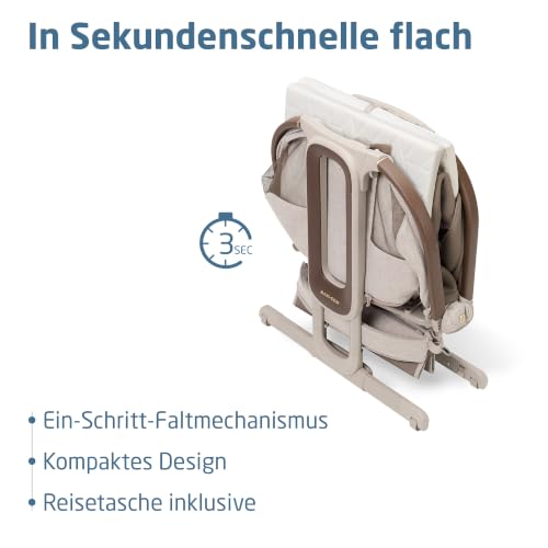 Maxi Cosi Iora Select Baby Stubenbett, 0–6 Monate (9 kg), Faltbares Beistellbett Schaukelnd/Schaukelbett, CloudCore-Matratze 3 cm… – Ansicht 4