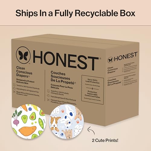 The Honest Company Comfort Dry Disposable Daytime Diapers for Sensitive Skin, Hypoallergenic, Fragrance-Free, So Delish + It's a Pawty, Super Club Box, Size 6 (35 lbs), 68 Count by The Honest Company - Image 9