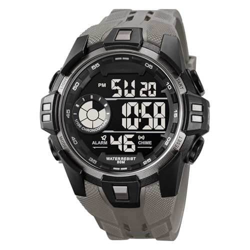 fintime 腕時計 メンズ デジタル ミリタリーウォッチ 軍事風 パイロット スポーツ 多機能 防水50M アラーム ストップウォッチ LEDバックライト付き アウトドア カジュアル