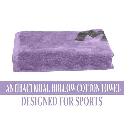 Hollow Cotton Sports Towel - Ultra Lightweight & Quick Dry, Perfect for Gym, Running, Travel & Beach, Swimming, Camping & Hiking (Purple) - Image 4