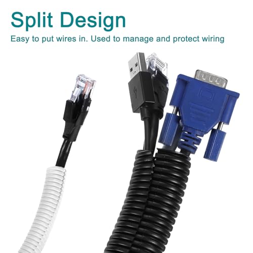 uxcell 3/4 Inch x 33 Ft Split Wire Loom Tubing, Guard Convoluted Flex, Protective Split Cable Conduit, Flexible Wire Protector Tubing, Electrical Cord Cover, White by uxcell - Image 4