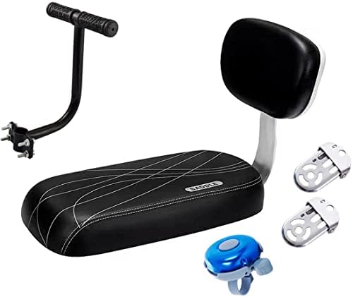 Bicycle Rear Seat Cushion Armrest Footrest Set, Bike Back Seat Child Safety Cushion Armrest Handrail Rear Feet Pedals Black
