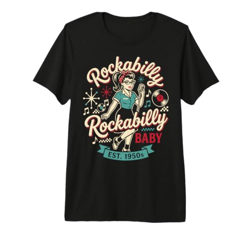 1950s Retro Rockabilly Pinup Vintage Style for Women Camiseta Premium