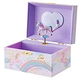 Giggle & Honey Joyero Musical de Unicornio para Niñas - Caja de Música Infantil con Unicornio Giratorio, Regalo de Cumpleaños Unicornio para Niñas, 15,2 x 11,8 x 8,9 cm - Edades 3-10