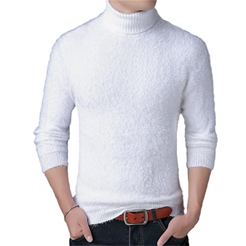 Pull col roulé homme en cachemire blanc haut de gamme pour l'hiver